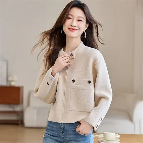 Fashionable Knitted Open Cardigan Women's Spring Clothing 2025 New Design Sensation Good Looking Casual Versatile Sweater Jacket