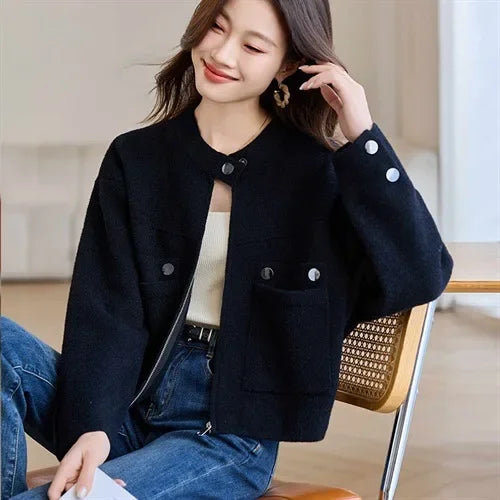 Fashionable Knitted Open Cardigan Women's Spring Clothing 2025 New Design Sensation Good Looking Casual Versatile Sweater Jacket