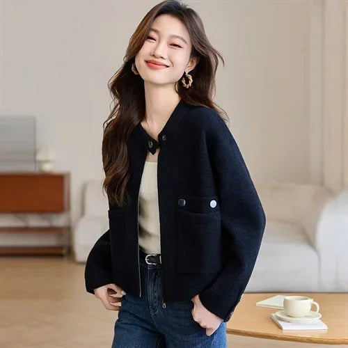 Fashionable Knitted Open Cardigan Women's Spring Clothing 2025 New Design Sensation Good Looking Casual Versatile Sweater Jacket